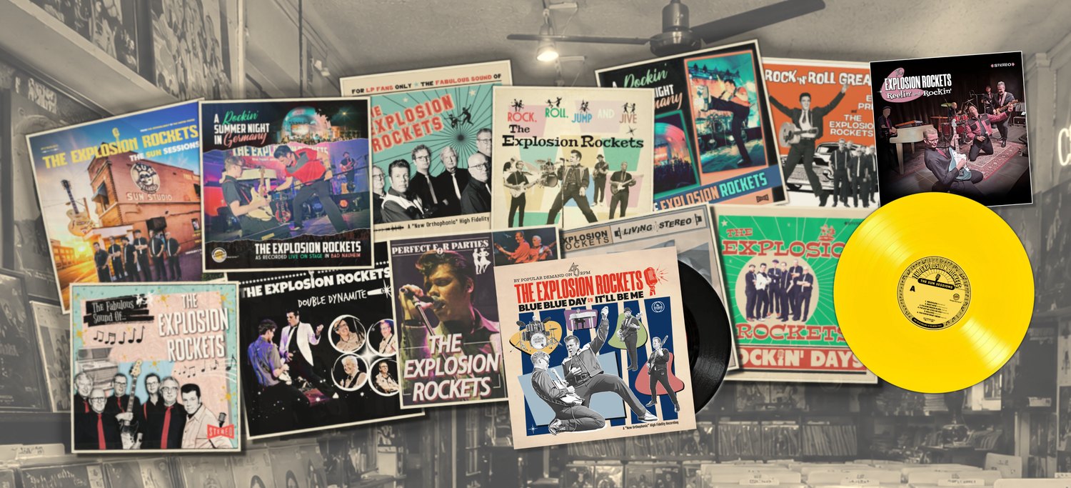 Een greep uit de discografie van The Explosion Rockets — lp’s, cd’s en singles